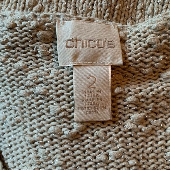Chico’s metallic asymmetric knit sweater.‎ - Picture 3 of 12